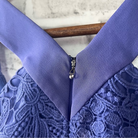 Rebecca Taylor Lilac Lace Keyhole Event Sleeveless Mini Peplum Hem Mermaid Dress - Picture 3 of 12
